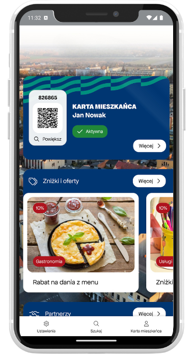 Widok aplikacji mobilnej Karta Mieszkańca