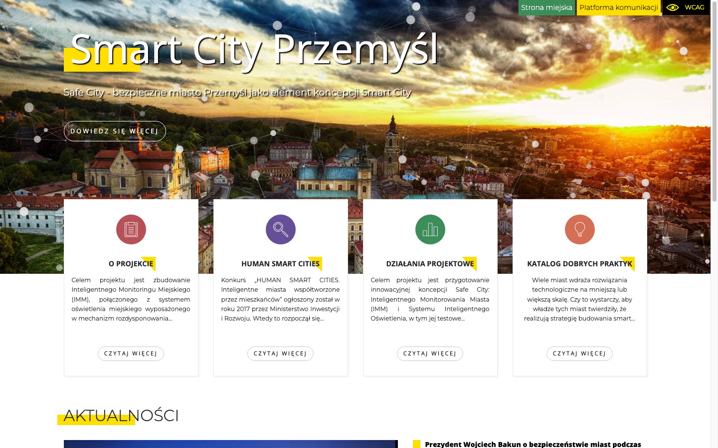 Strona projektu Smart City Przemyśl prezentująca działania i dobre praktyki